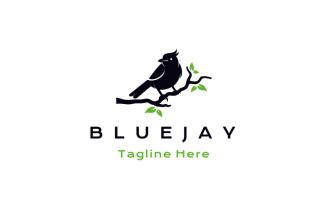 Blue Jay Bird Silhouette Logo Design Vector Template