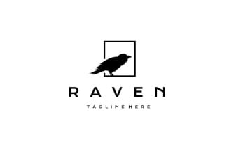 Crow Raven Silhouette Logo Design Vector