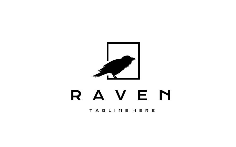 Crow Raven Silhouette Logo Design Vector Logo Template