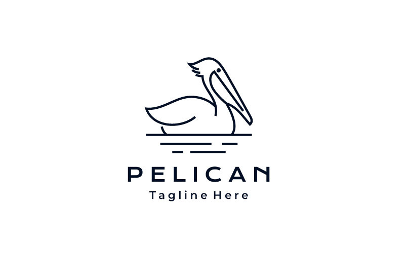 Line Art Pelican Bird Logo Design Template Logo Template