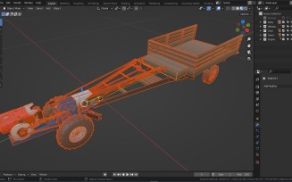 Low-Poly Local Thailand Tractor Model