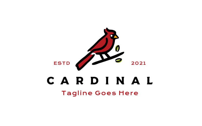 Vintage Cardinal Bird Logo Design Template Logo Template