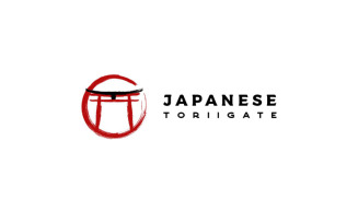 Dry Ink Brush Japanese Torii Gate Logo Design