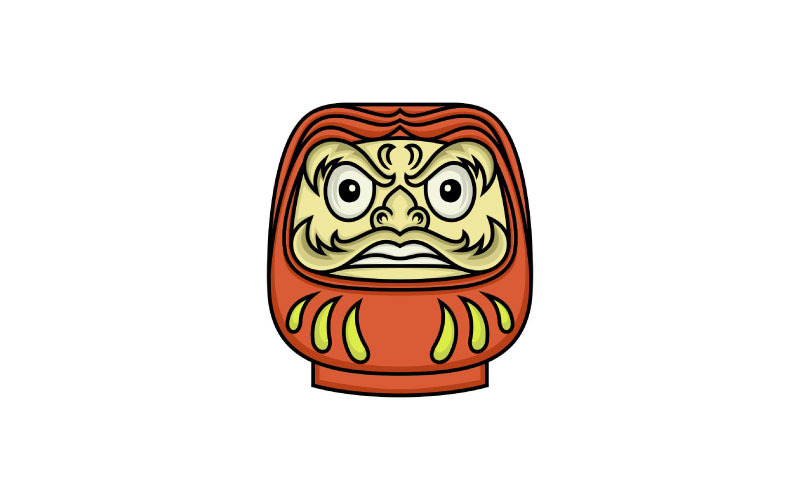 Japanese Daruma Doll Logo Design Illustration Logo Template