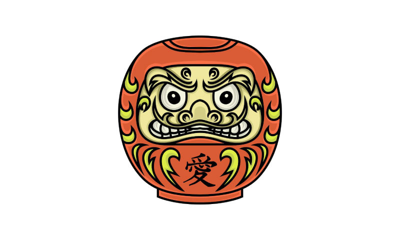 Japanese Daruma Doll Logo Design Vector Illustration Logo Template