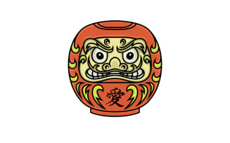 Japanese Daruma Doll Logo Design Vector Illustration