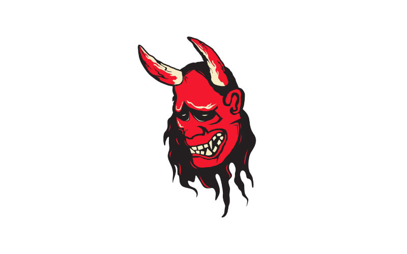 Japanese Demon Oni Mask Logo Design Illustration Logo Template