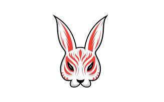 Japanese Kitsune Mask Illustration, Japanese Traditional Mask Logo Design