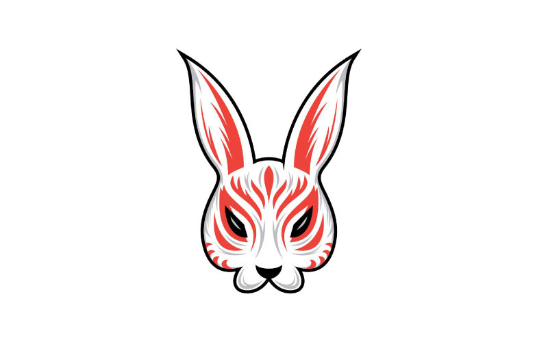 Japanese Kitsune Mask Illustration, Japanese Traditional Mask Logo Design Logo Template