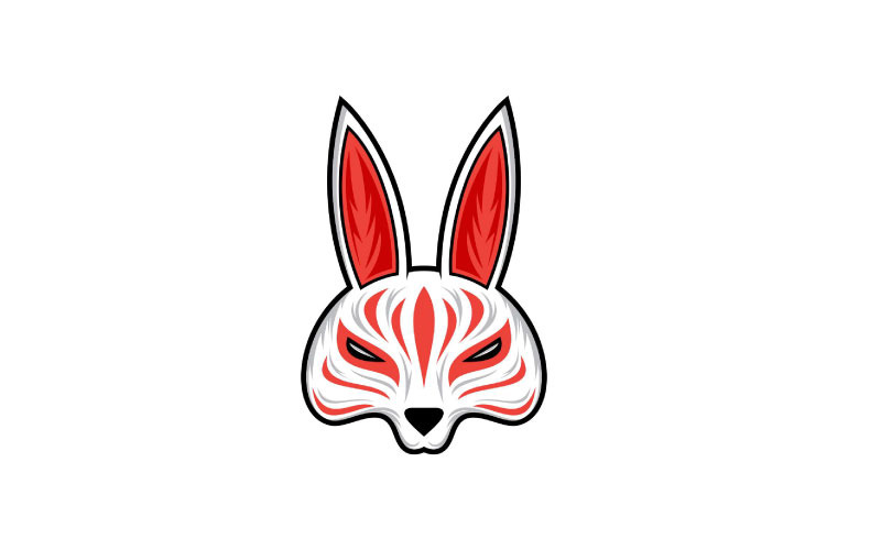 Kitsune Mask illustration, Japanese Traditional Mask Logo Logo Template