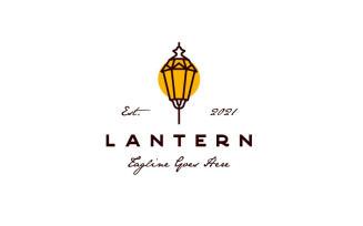Lantern, Classic Street Lamp Vintage Logo Design Vector
