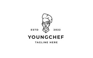 Line Art Chef Restaurant Cafe Bar Logo Design Inspiration