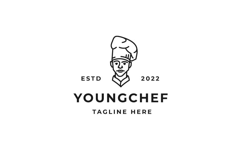 Line Art Chef Restaurant Cafe Bar Logo Design Inspiration Logo Template