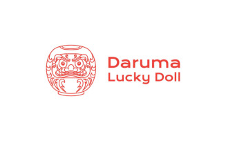 Line Art Japanese Daruma Doll Logo Design Vector Template