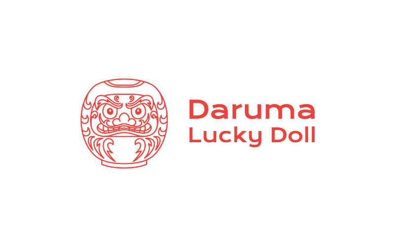 Line Art Japanese Daruma Doll Logo Design Vector Template Logo Template