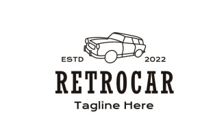Line Art Retro Car, Vintage Retro Car Logo Design Template