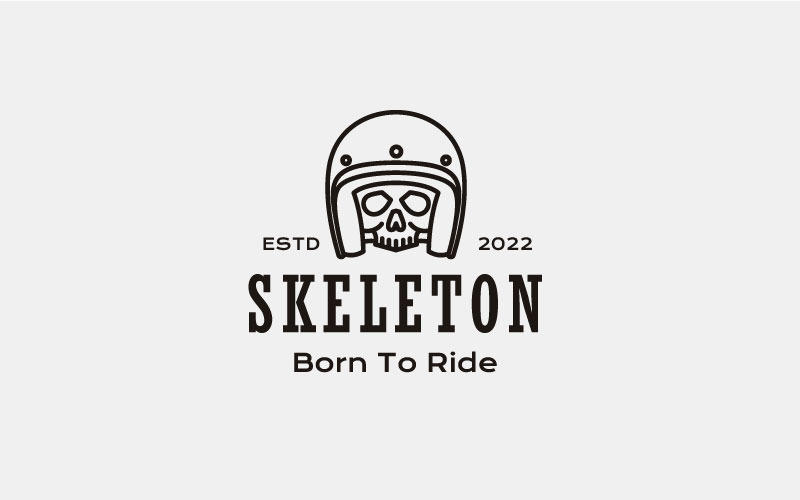 Line Art Skull With Helmet Rider Motorcycle Club Logo Design Logo Template