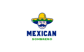 Mexican Man With Hat Sombrero Logo Design