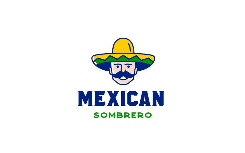 Mexican Man With Hat Sombrero Logo Design Logo Template