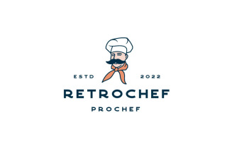 Retro Chef Restaurant Cafe Bar Logo Design Vector Template