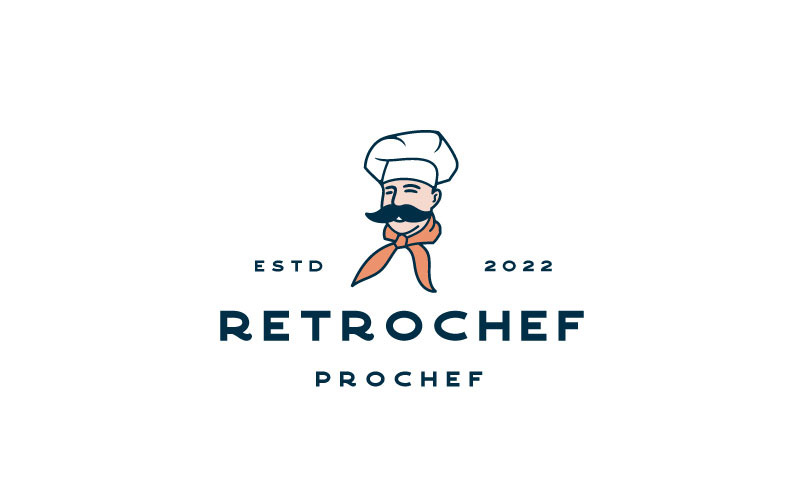 Retro Chef Restaurant Cafe Bar Logo Design Vector Template Logo Template