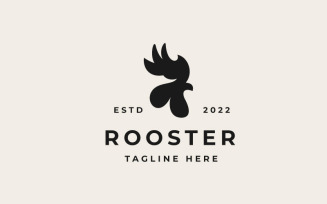 Retro Rooster Head Logo Design Vector Template