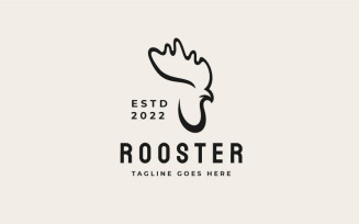 Retro Simple Rooster Head Logo Design Vector Template