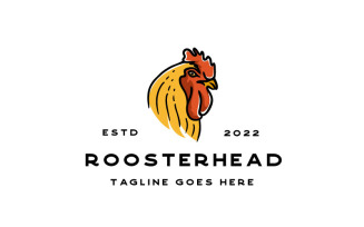 Retro Vintage Rooster Head Logo Design Vector Template