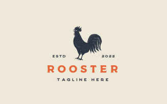 Retro Vintage Rooster Silhouette Logo Design Vector illustration