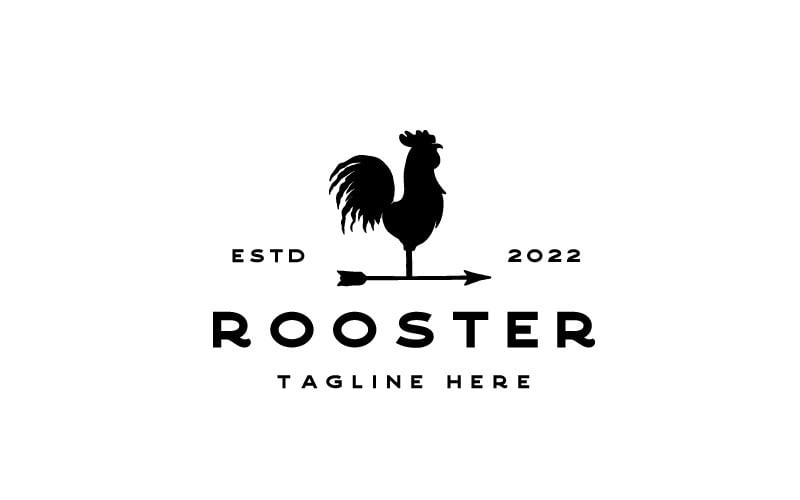Rooster Silhouette With Arrow Logo Design Vector illustration Logo Template