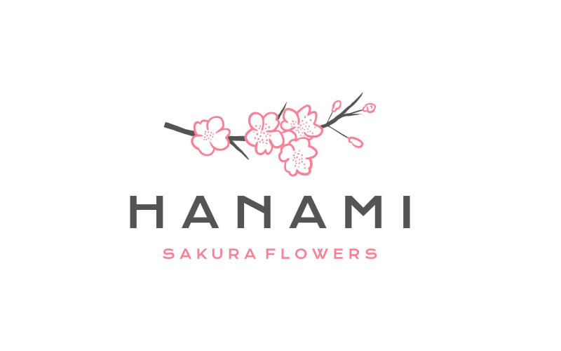 Sakura Logo Vector Illustration, Japanese Flower Cherry Blossom Logo Design Logo Template
