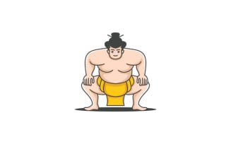Sumo Wrestler Illustration. Japanese Traditional Sport Logo Design Inspiration