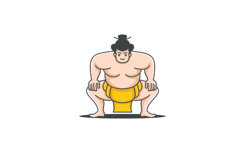 Sumo Wrestler Illustration. Japanese Traditional Sport Logo Design Inspiration Logo Template
