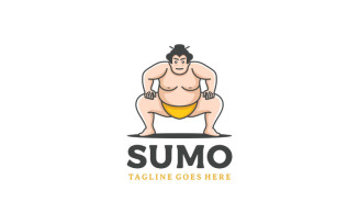 Sumo Wrestler Illustration. Japanese Traditional Sport Logo Design