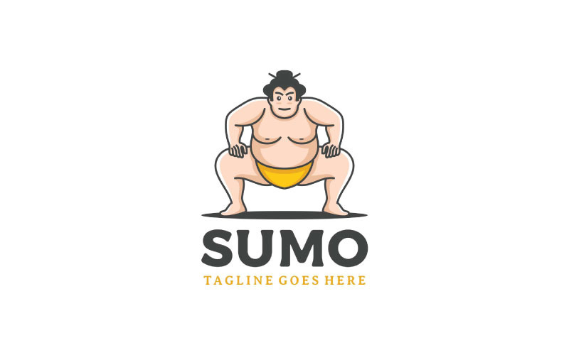 Sumo Wrestler Illustration. Japanese Traditional Sport Logo Design Logo Template