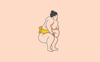 Sumo Wrestler Illustration. Japanese Traditional Sport Logo