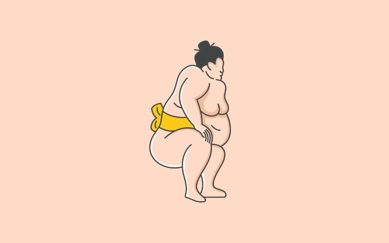Sumo Wrestler Illustration. Japanese Traditional Sport Logo Logo Template
