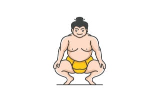 Sumo Wrestler. Japanese Traditional Sport Logo Design Illustration