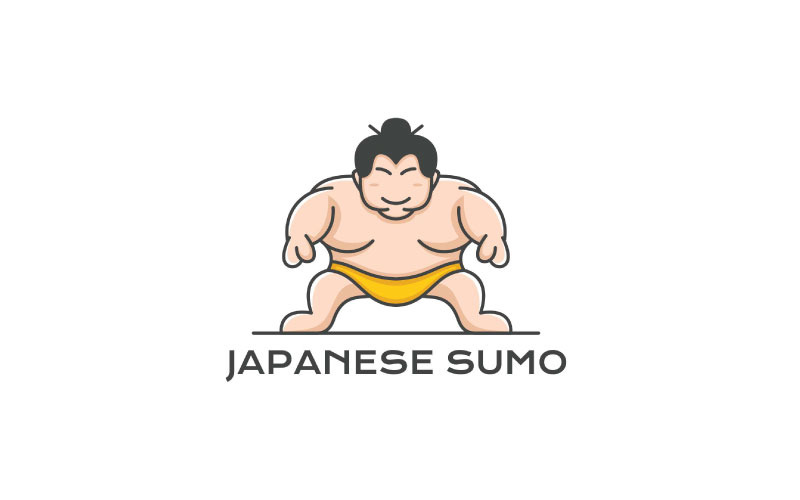 Sumo Wrestler. Japanese Traditional Sport Logo Design Logo Template