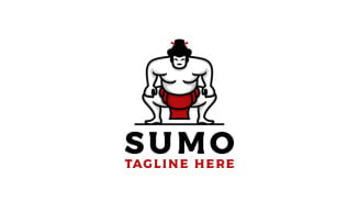 Sumo Wrestler Logo. Japanese Traditional Sport Logo Design Template