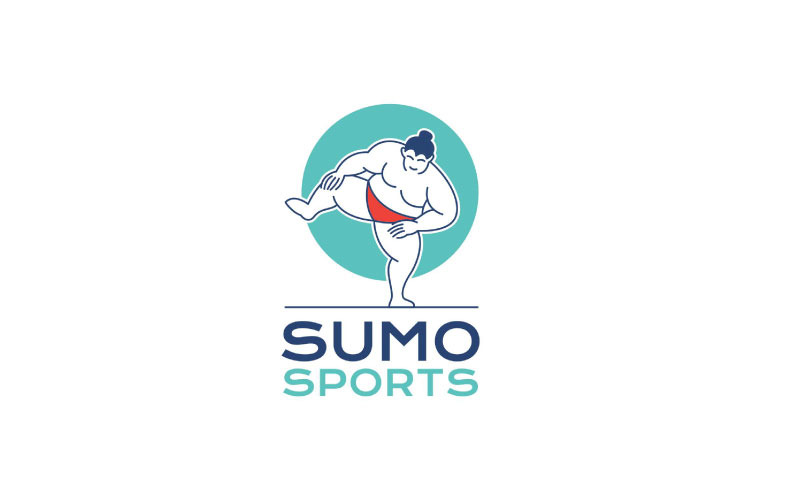Sumo Wrestler Logo. Japanese Traditional Sport Logo Illustration Logo Template