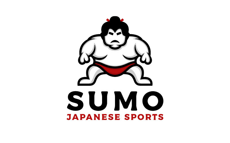 Sumo Wrestler Logo. Japanese Traditional Sport Logo Template