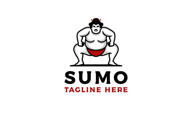 Sumo Wrestler Logo. Japanese Traditional Sport Logo Logo Template