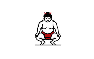 Sumo Wrestler Logo. Japanese Traditional Sport Vector