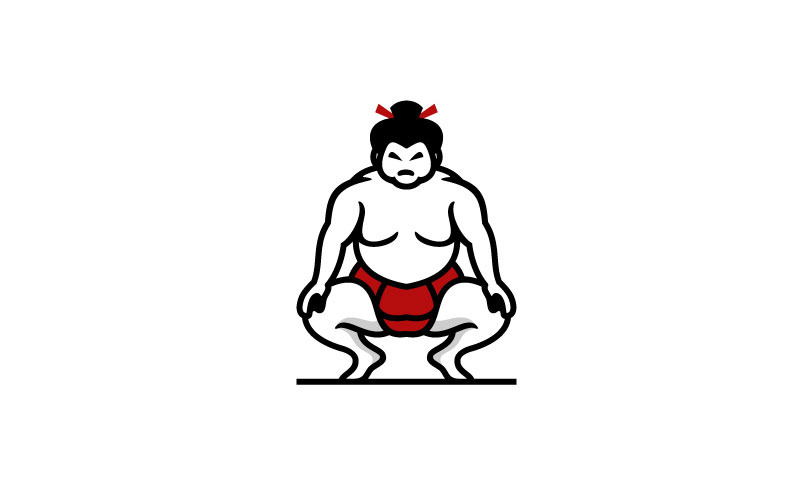 Sumo Wrestler Logo. Japanese Traditional Sport Vector Logo Template