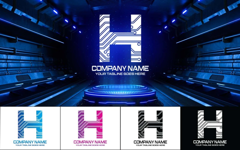 Technology H Letter Logo Design-Brand Identity Logo Template