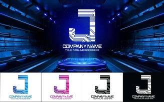 Technology J Letter Logo Design-Brand Identity