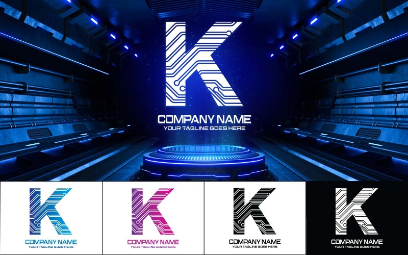 Technology K Letter Logo Design-Brand Identity Logo Template