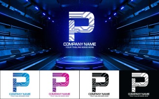 Technology P Letter Logo Design-Brand Identity