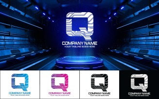 Technology Q Letter Logo Design-Brand Identity